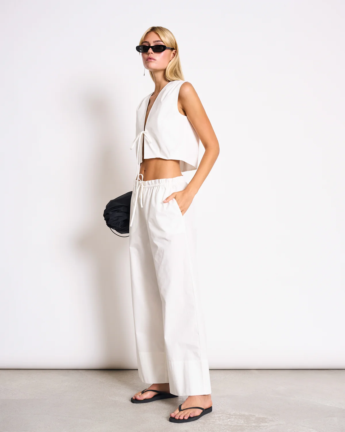 COTTON TIE TOP STROGET WHITE